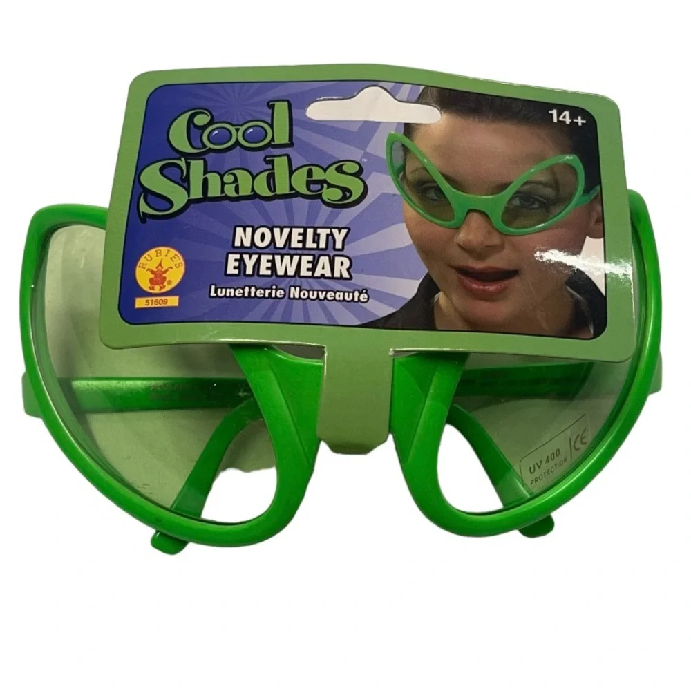 Rubie’s cool shades green novelty eyewear glasses. Costume, prop, Halloween